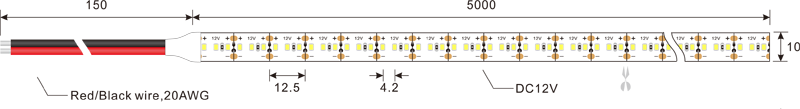 2216 240leds ไฟแถบนำ 12v ขนาด