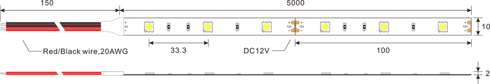 5050 30 leds 12v led szalag lámpa mérete