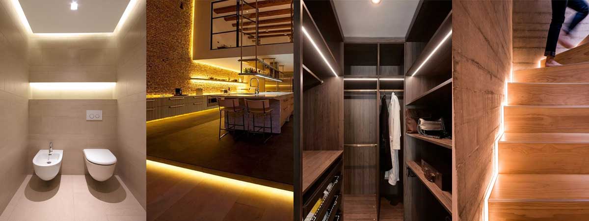 led strip lights bathroom lighting and other indoor led lighting showcases shelf containers Bookcase wardrobe - LED Strip Lights Application Guide