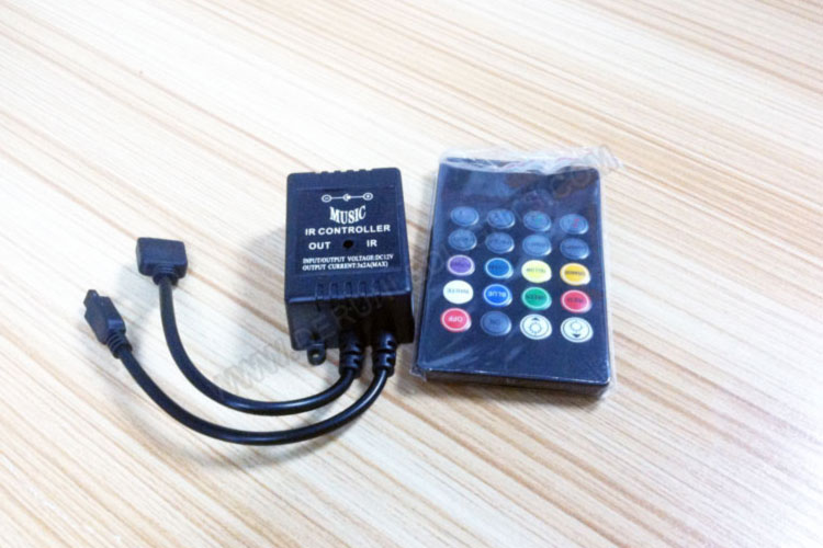 DC12V/24V RGB Bluetooth Music Smartphone APP 3 Key LED Light Controller, 20  Key IR Remote Control