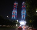 Der größte LED-Vorhang in Twin Towers in der Provinz Jiangxi