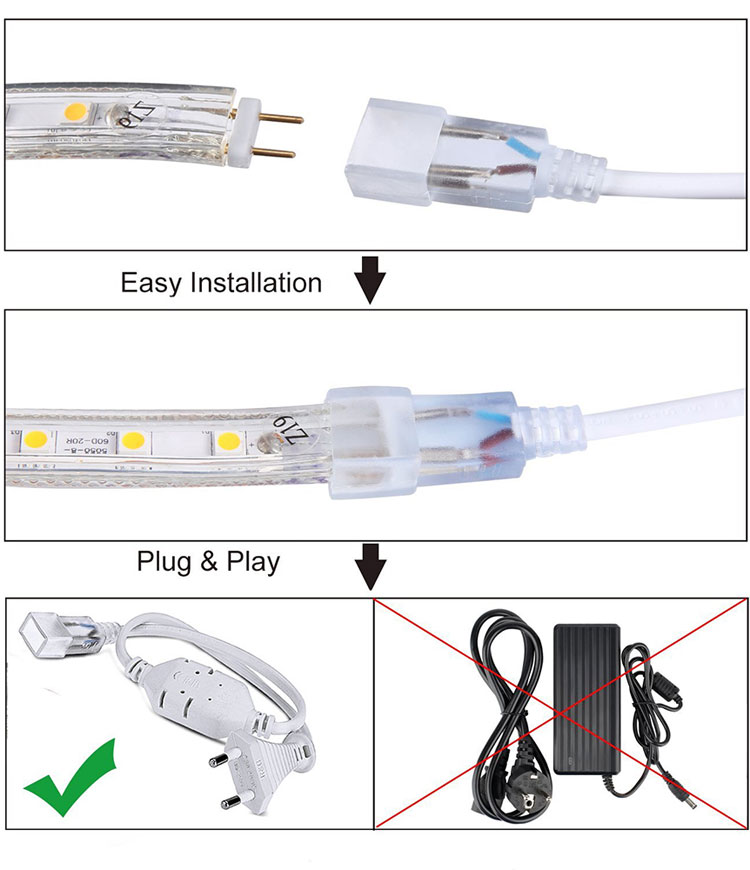 شريط شريط led قطاع 6 1 - أضواء شريطية LED أحادية اللون ذات جهد عالي