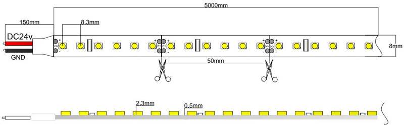 Flexible LED Strip Light with 16.4’ 48W 600 Diodes 3528_5