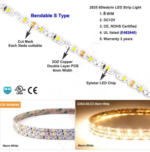 Zigzag Bendable Flexible LED Strip Light with 16.4’ 40W 300 Diodes 2835 ...