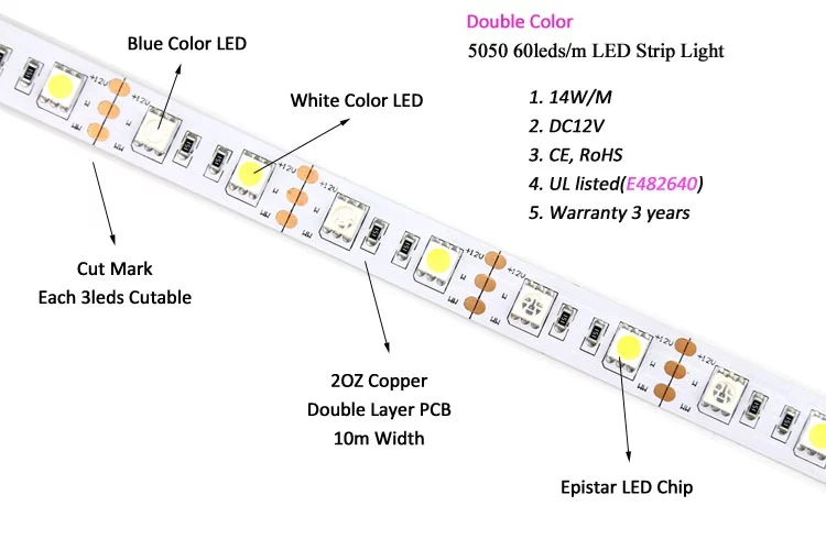 dubbelfärgade led-strips-ljus - CCT Justerbar LED-strip-ljus