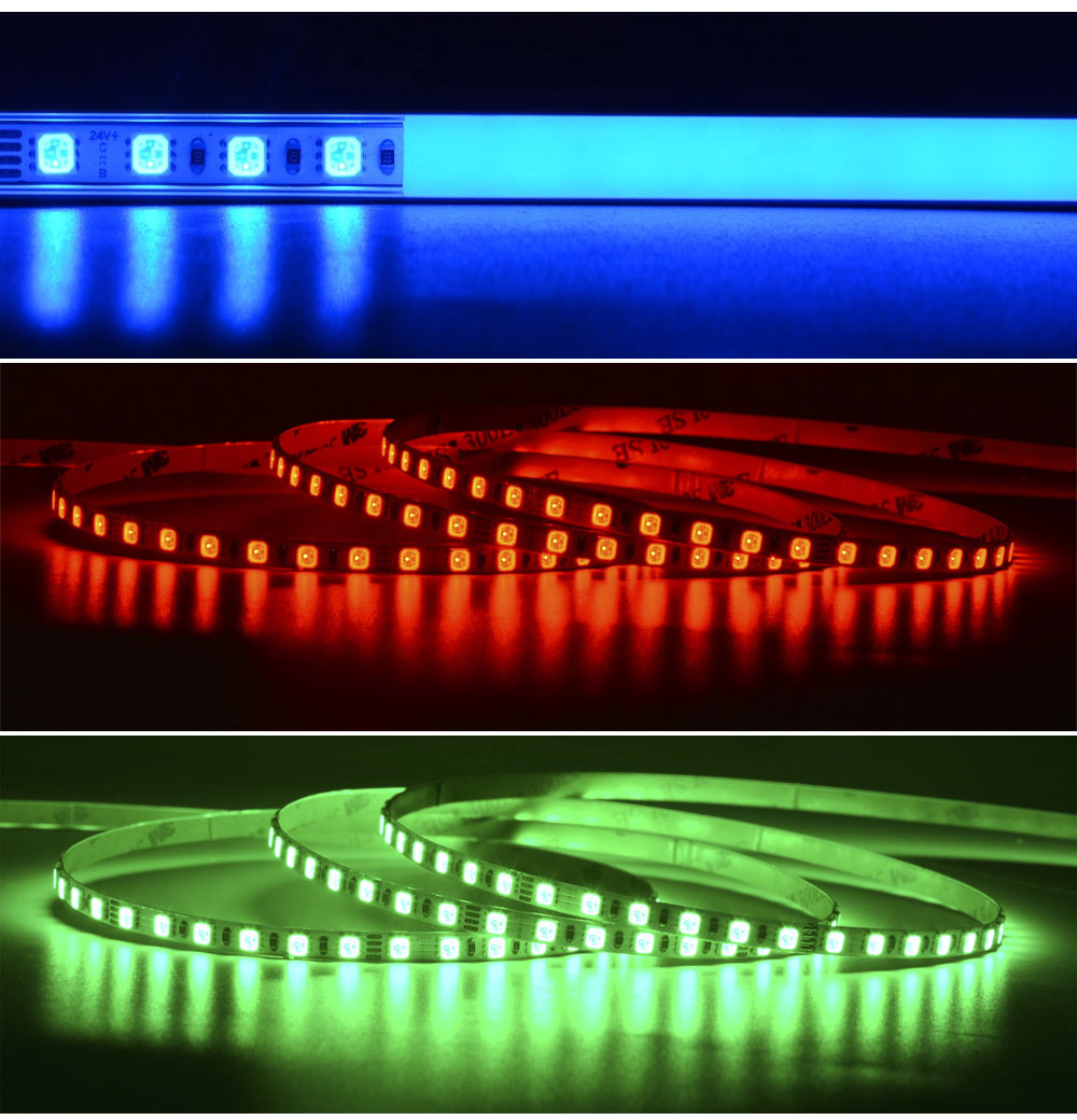 5m 3838SMD 8mm Width RGB High Density LED Strip Light - Color-Changing LED  Tape Light - 12V/24V - IP20, A3838-120-RGB-NWP-8m