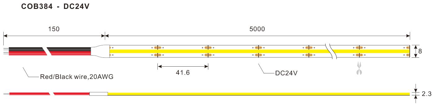 384leds cob llevó luces de tira - Serie de luces de tira LED COB