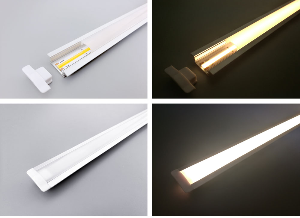 tira de luces led cob con frofile de aluminio sin área oscura - Serie de tiras de luces LED COB