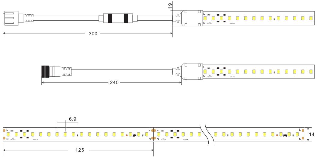 tiras de luces led para sistemas de iluminación de minas dimensiones - Serie de control de corriente de tiras de LED de alto voltaje