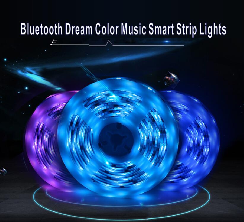 يمكن التحكم في مجموعة أضواء الشريط الذكية 5050 RGB Dream Color LED من خلال تطبيق الهاتف الموسيقى Alexa Google Home Voice أو 40keys Remote 1 - أضواء شريط LED قابلة للعنونة