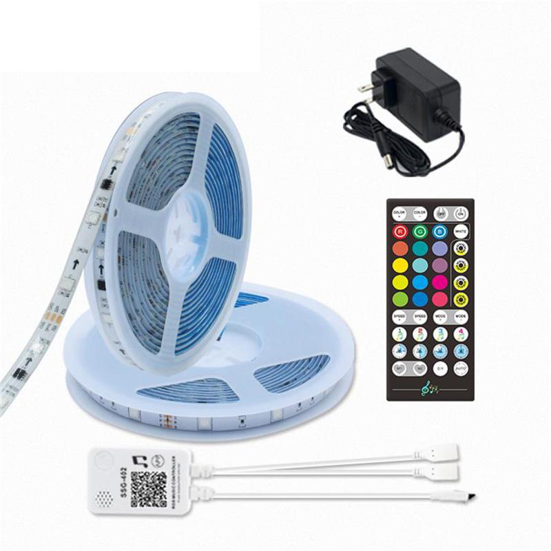 يمكن التحكم في مجموعة أضواء الشريط الذكية 5050 RGB Dream Color LED مع تطبيق الهاتف الموسيقى Alexa Google Home Voice أو 40keys Remote 10 - أضواء شريط LED قابلة للعنونة
