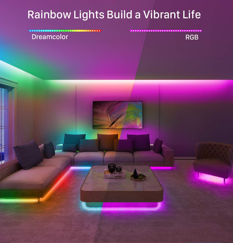 5050 RGB Dream Color LED Smart Strip Lights Kit can be Controlled with Phone APP Music Alexa Google home Voice or 40keys Remote 13 - Addressable LED Strip Lights