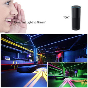 يمكن التحكم في مجموعة أضواء الشريط الذكية 5050 RGB Dream Color LED من خلال تطبيق الهاتف الموسيقى Alexa Google home أو 40keys Remote 5 - أضواء شريط LED قابلة للعنونة