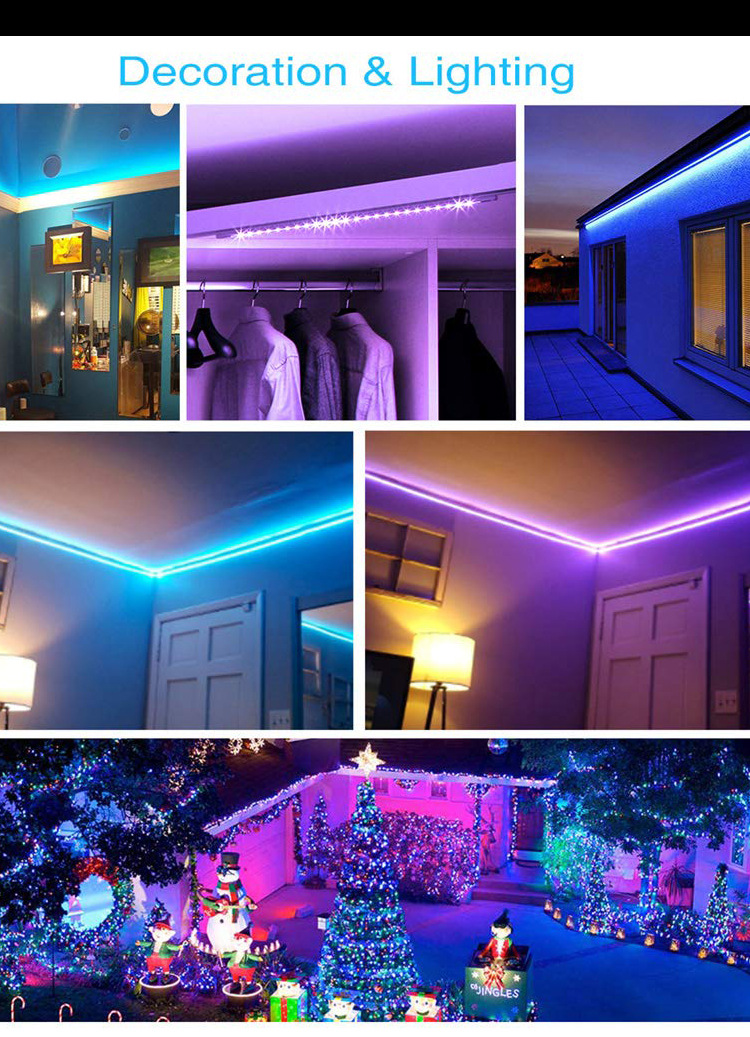 5050 RGB Dream Color LED Smart Strip Lights Kit can be Controlled with Phone APP Music Alexa Google home Voice or 40keys Remote 7 - Addressable LED Strip Lights