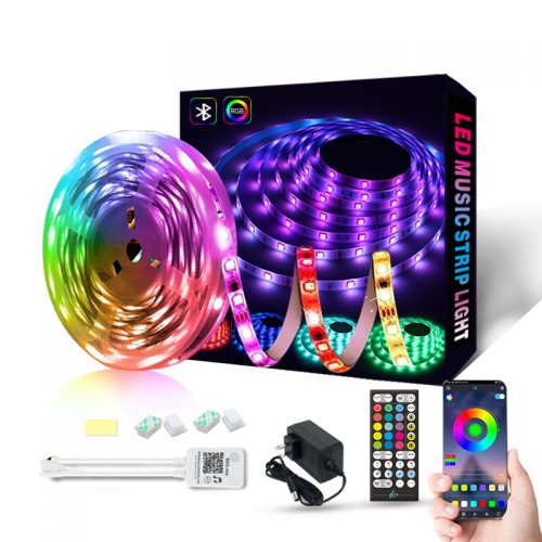 5050 RGB Dream Color LED Smart Strip Lights Kit можно управлять с помощью приложения для телефона, музыки Alexa Google home Voice или пульта дистанционного управления с 40 клавишами