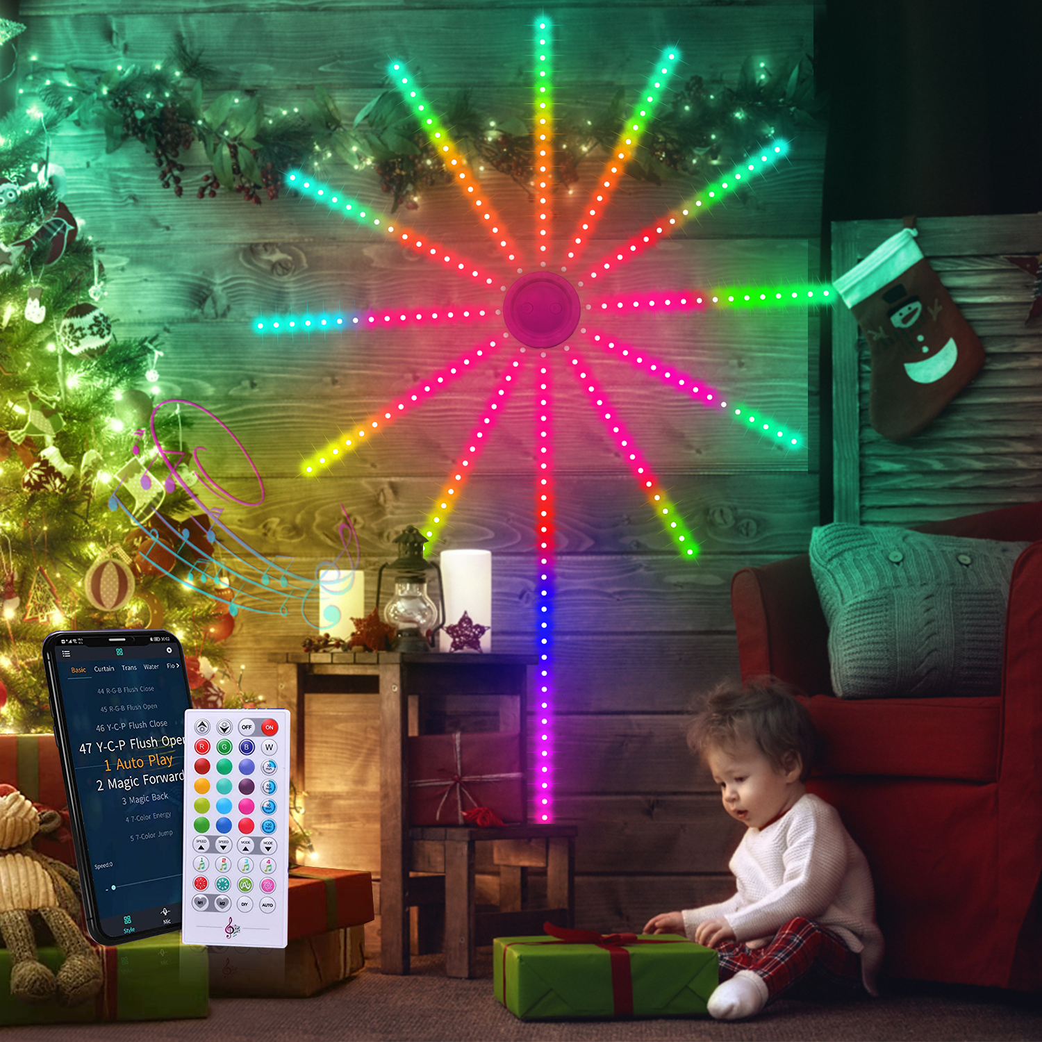 Christmas Holiday Decoration Dream Color LED Firework Strip String Lights Rgb Colorful Digital Meteor Lights With Remote Timer 2 - Addressable LED Strip Lights