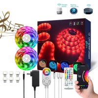 Suara Musik atau Remote Control 5050 RGB Color Smart Strip Lights Set Dapat digunakan dengan Tuya Alexa Google Assistant