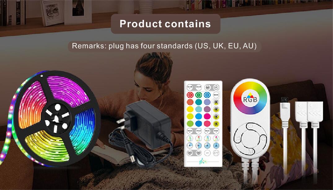 صوت الموسيقى أو جهاز التحكم عن بعد 5050 RGB Color Smart Strip Lights Set يمكن استخدامها مع Tuya Alexa Google Assistant 2 - RGB LED Strip Light Kit