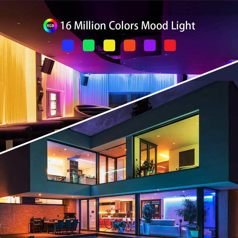 صوت الموسيقى أو جهاز التحكم عن بعد 5050 RGB Color Smart Strip Lights Set يمكن استخدامها مع Tuya Alexa Google Assistant 8 - RGB LED Strip Light Kit