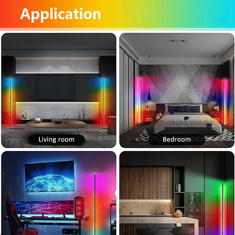 RGB LED Floor Tripod Corner Stand Light مع التطبيق أو التحكم في الموسيقى عن بعد لتزيين غرفة المعيشة 10 - أضواء شريط LED قابلة للعنونة