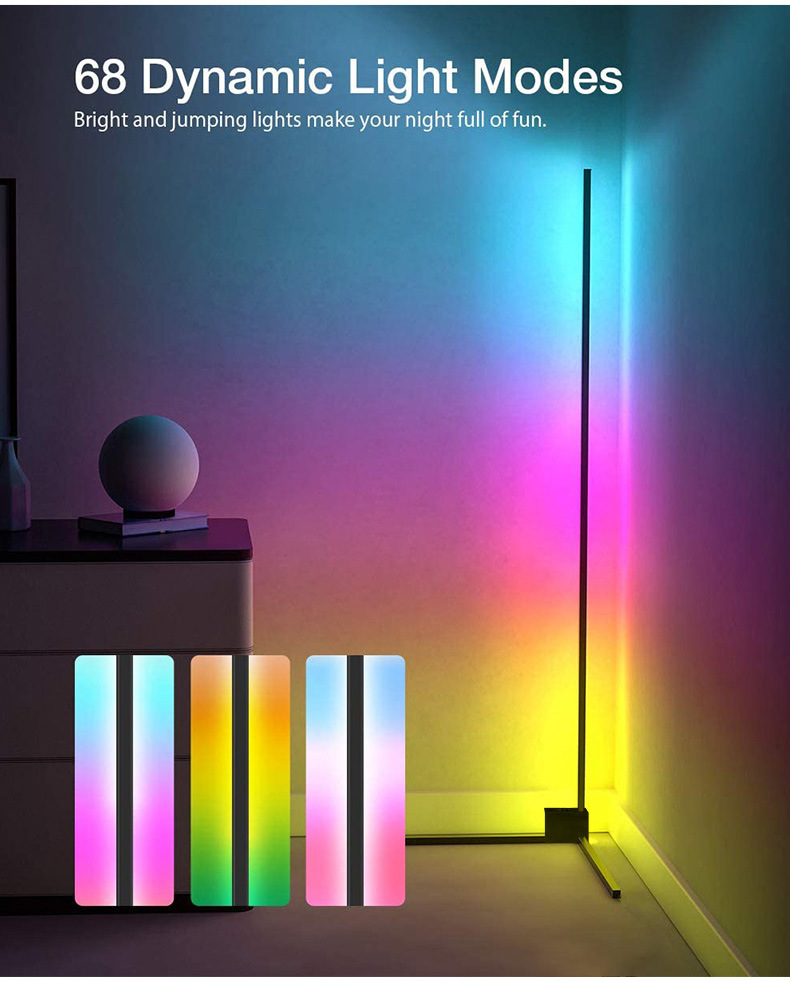RGB LED Floor Tripod Corner Stand Light مع التطبيق أو التحكم في الموسيقى عن بعد لتزيين غرفة المعيشة 12 - أضواء شريط LED قابلة للعنونة