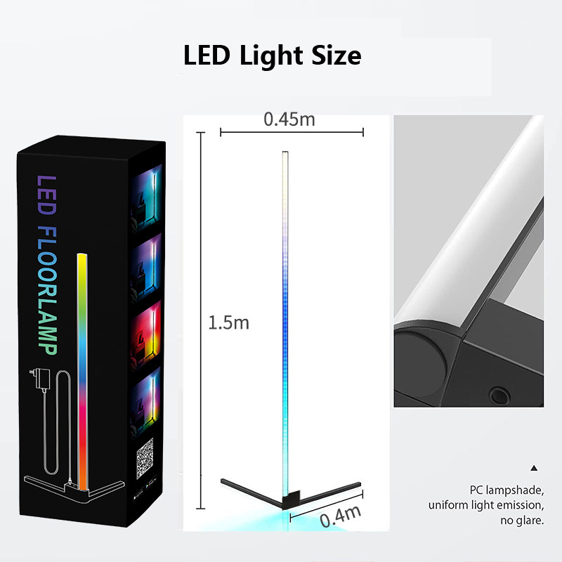 RGB LED Floor Tripod Corner Stand Light مع التطبيق أو التحكم في الموسيقى عن بعد لتزيين غرفة المعيشة 5 - أضواء شريط LED قابلة للعنونة