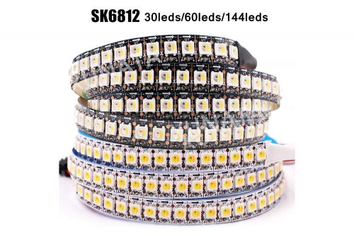 Luz de tira LED DC5V SK6812 RGBW 4 em 1 similar WS2812B Luzes LED RGBWW endereçáveis individuais