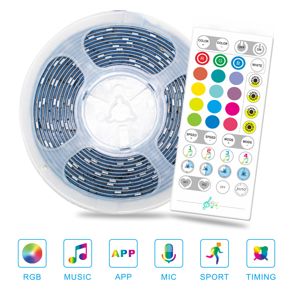 Waterproof RGB LED Smart Strip Light Kit via App Music Control for Smart Home Lighting 8 - RGB LED Strip Light Kit