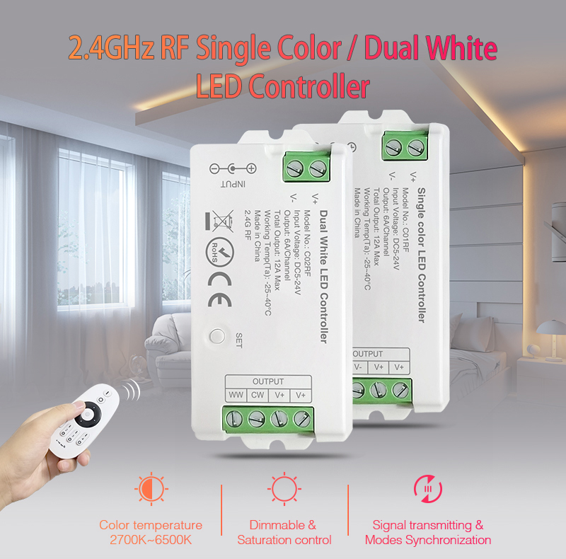 C01RFC02RF 2.4GHz RF Single ColorDual White LED Controller 1 - 2.4GHz RF Smart Controller