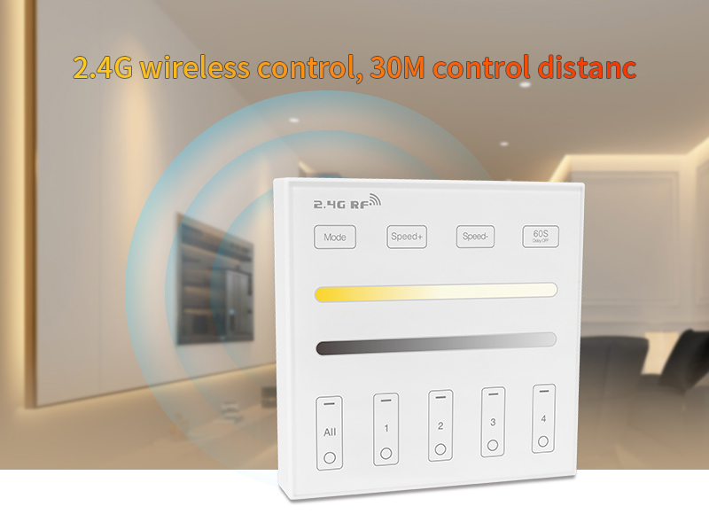 4 Zone Smart Wall Remote Controller for Single Color Dual White LED Lights 4 - 4-Zone Individual Control