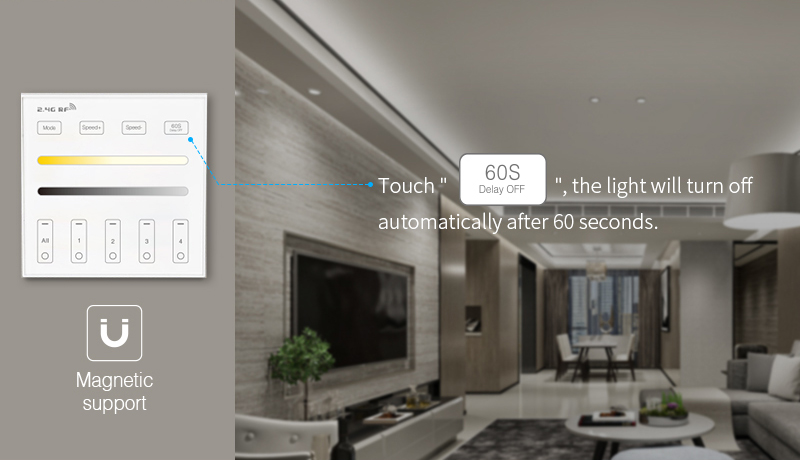 4 Zone Smart Wall Remote Controller for Single Color Dual White LED Lights 9 - 4-Zone Individual Control