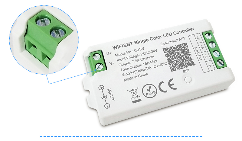 C01WC02W WiFiBlueTooth Single ColorDual White LED Controller 13 - 2.4GHz RF Smart Controller