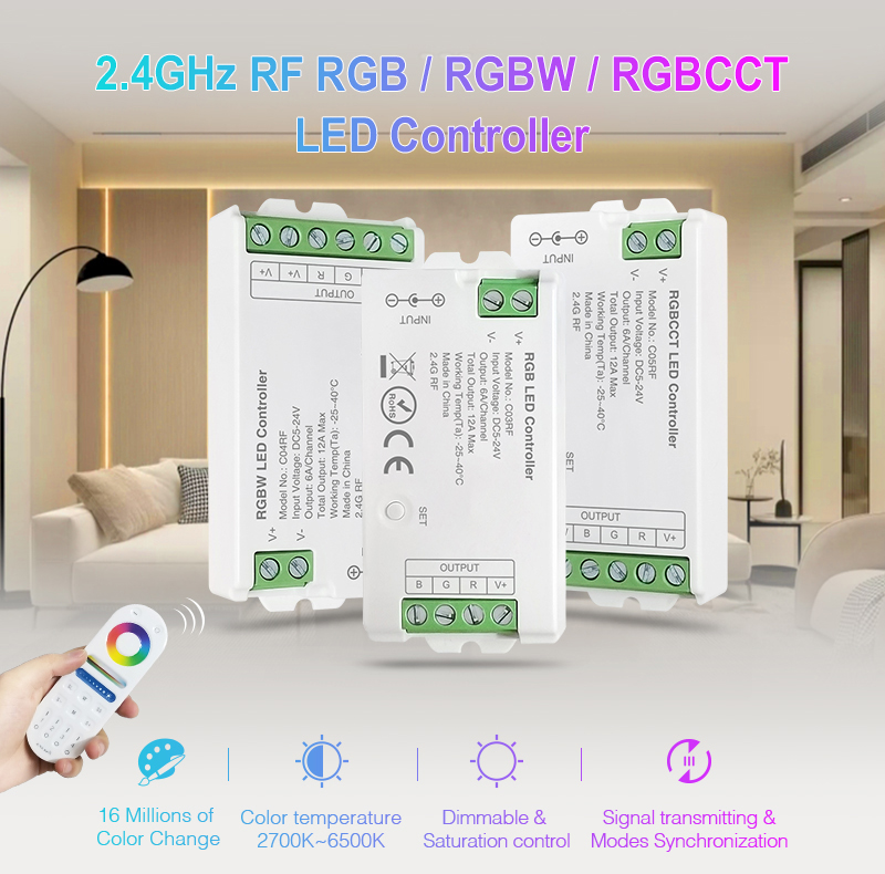 C03RFC04RFC05RF 2.4GHz RF Single ColorDual White LED Controller 1 - 2.4GHz RF Smart Controller