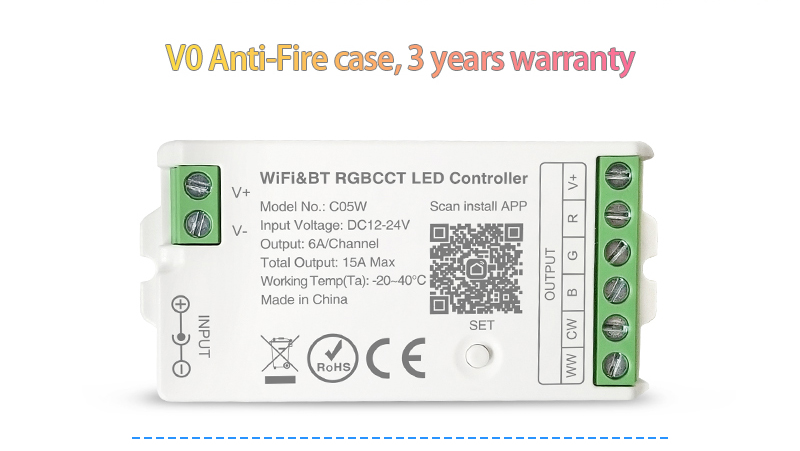 C03WC04WC05W WiFiBlueTooth RGBRGBWRGBCCT LED Controller 13 - 2.4GHz RF Smart Controller