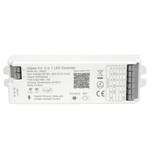 FUT052/LM052 2.4GHz RF/Zigbee/WiFi RGBCCT 5 IN 1 Smart LED Controller