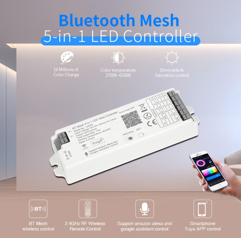 Vz Led Controller FUT053/LM053 2.4GHz RF/Bluetooth RGBCCT 5 IN 1 Smart LED Controller ...