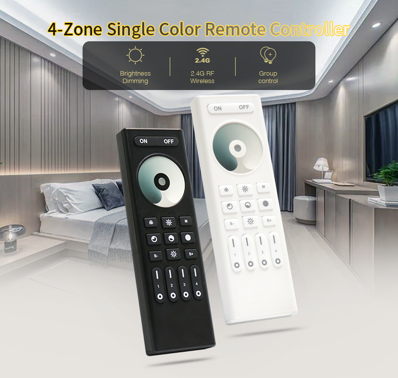 RC01RF 2.4GHz RF 4 Zone Single Color Remote Controller 1 - 4-Zone Individual Control