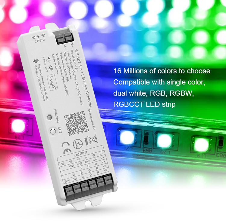 WB5 2.4GHz RFWiFiBluetooth RGBCCT 5 IN 1 Smart LED Controller 1 - 2.4GHz RF Smart Controller