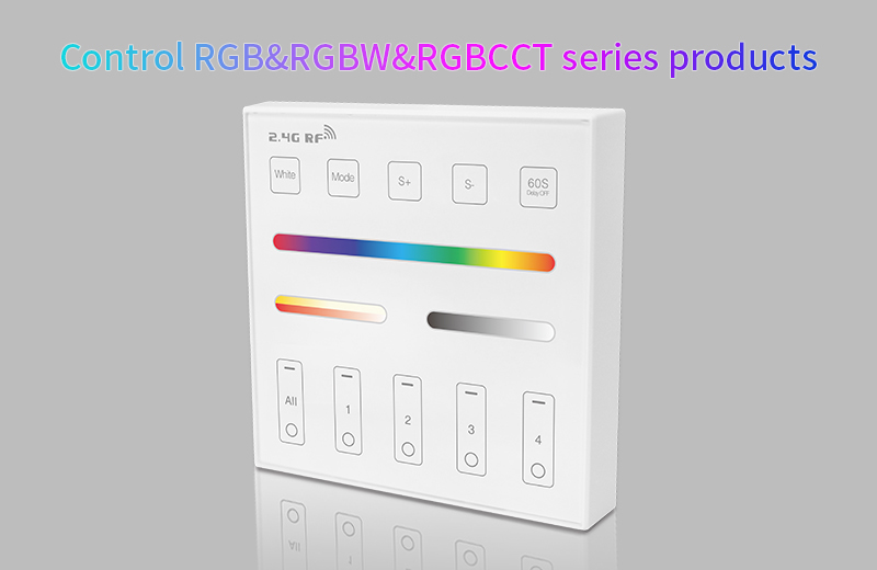 WR01RF 4 Zone Smart Wall Remote Controller for RGBRGBWRGBCCT LED Lights 6 - 4-Zone Individual Control